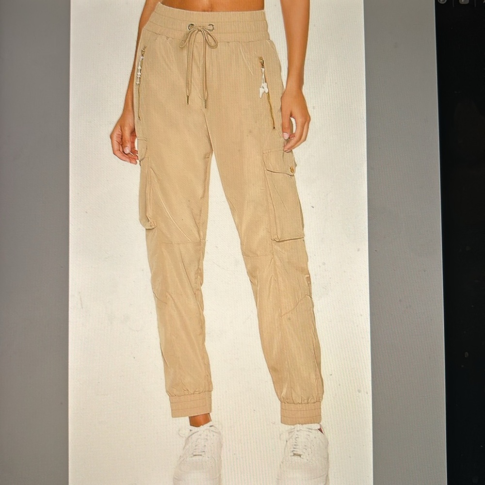 NWT Adam Selman Sport tan cargo joggers size small
